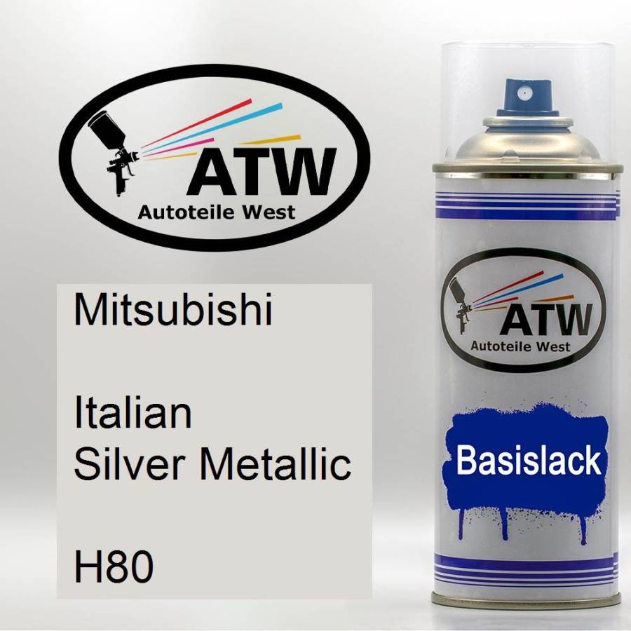 Mitsubishi, Italian Silver Metallic, H80: 400ml Sprühdose, von ATW Autoteile West.